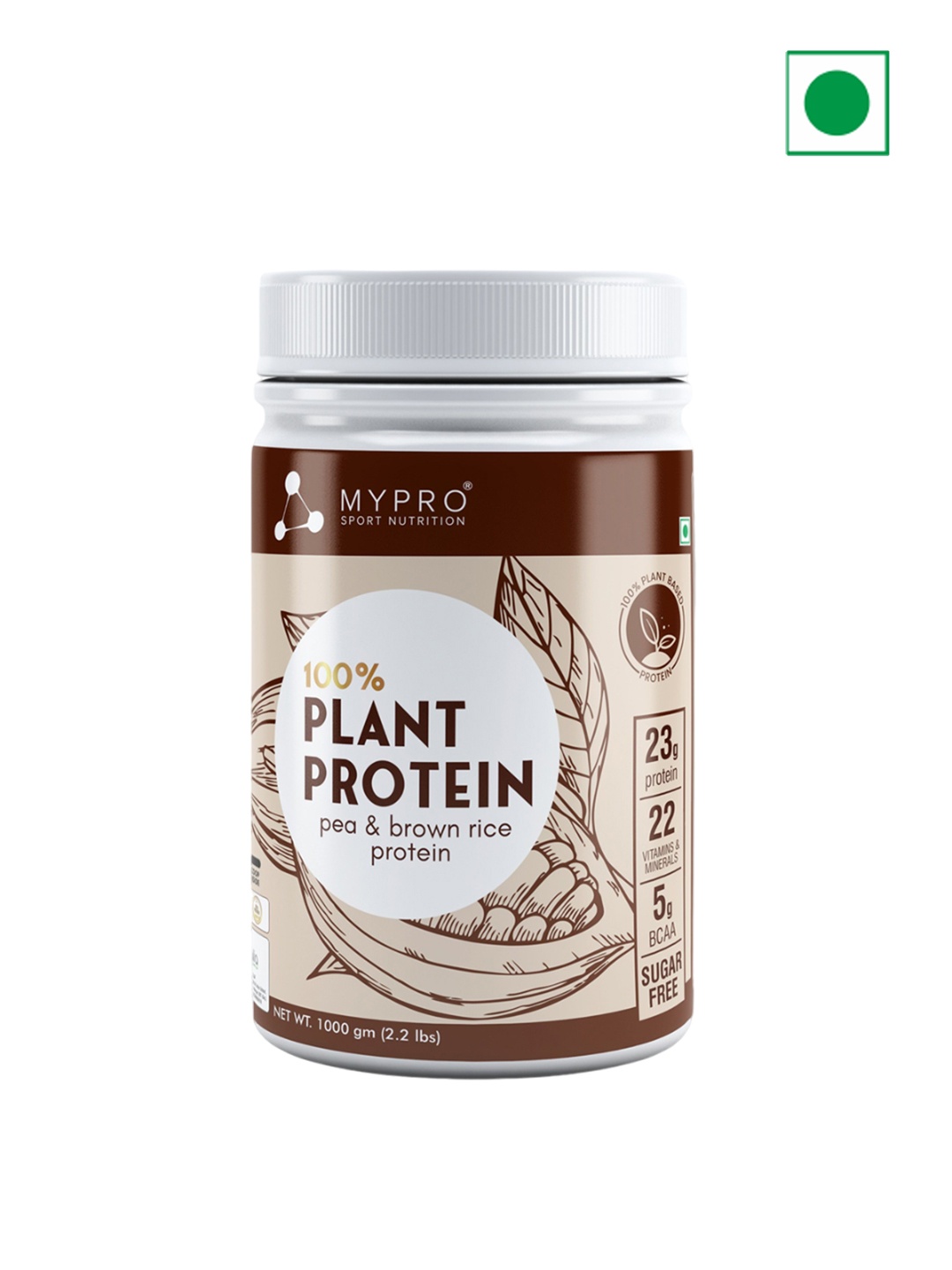 

Mypro Sport Nutrition 100% Plant Protein Powder - 1000 g, Brown
