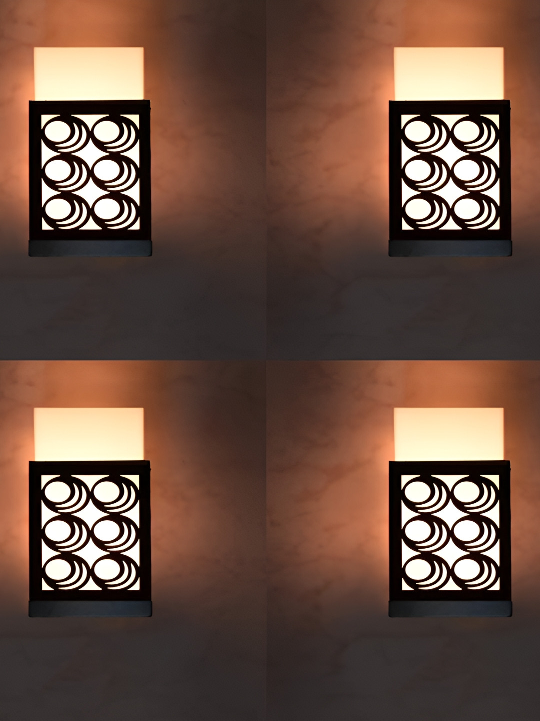 

Gojeeva Black & White 4 Pieces Textured Contemporary Wooden Rectangle Shaped Wall Lamp