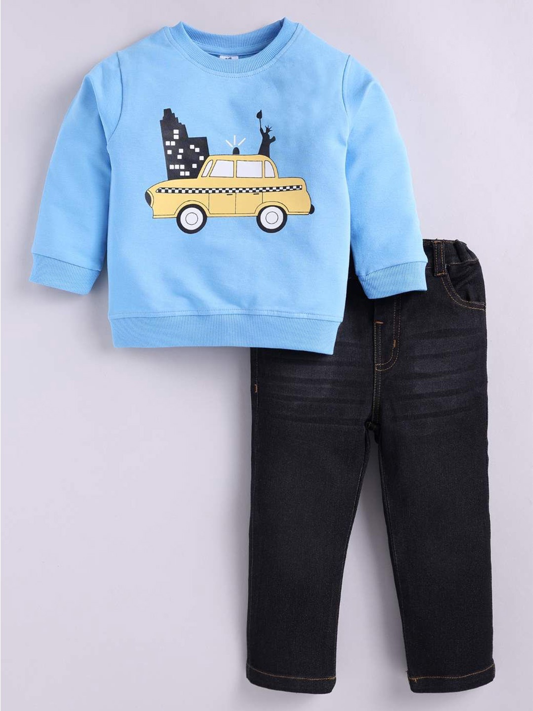 

Dollar Boys Long Sleeves Printed T-shirt with Trousers, Blue