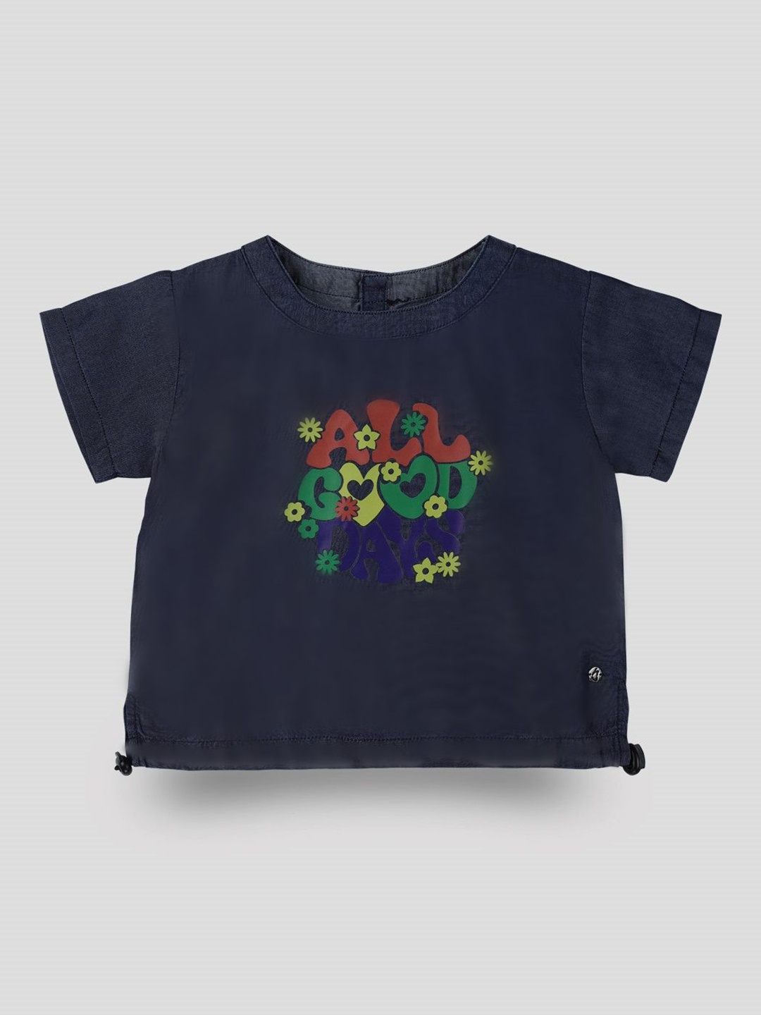 

Gini and Jony Girls Short Sleeves Cotton Denim Crop Top, Blue