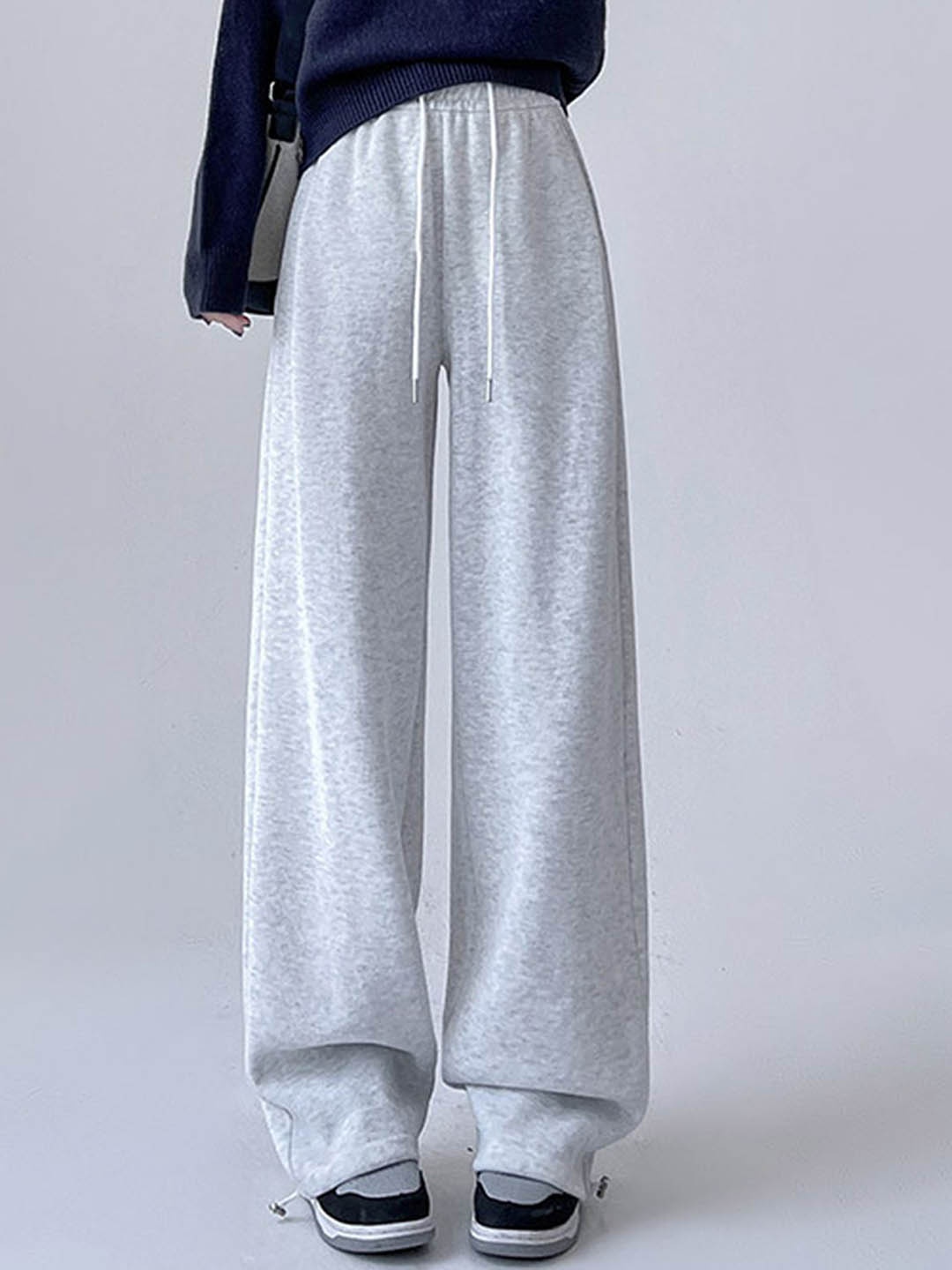 

LULU & SKY Women Loose Fit High-Rise Parallel Trousers, Grey