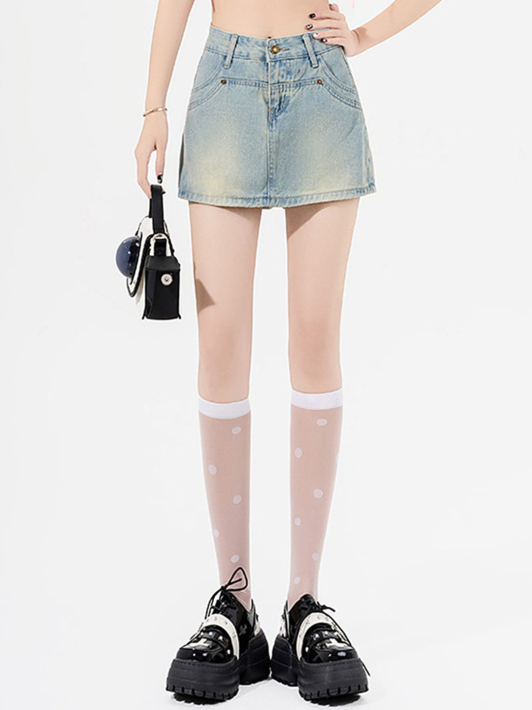 

LULU & SKY Women Mid -Rise Slim Fit Technology Denim Shorts Technology, Blue