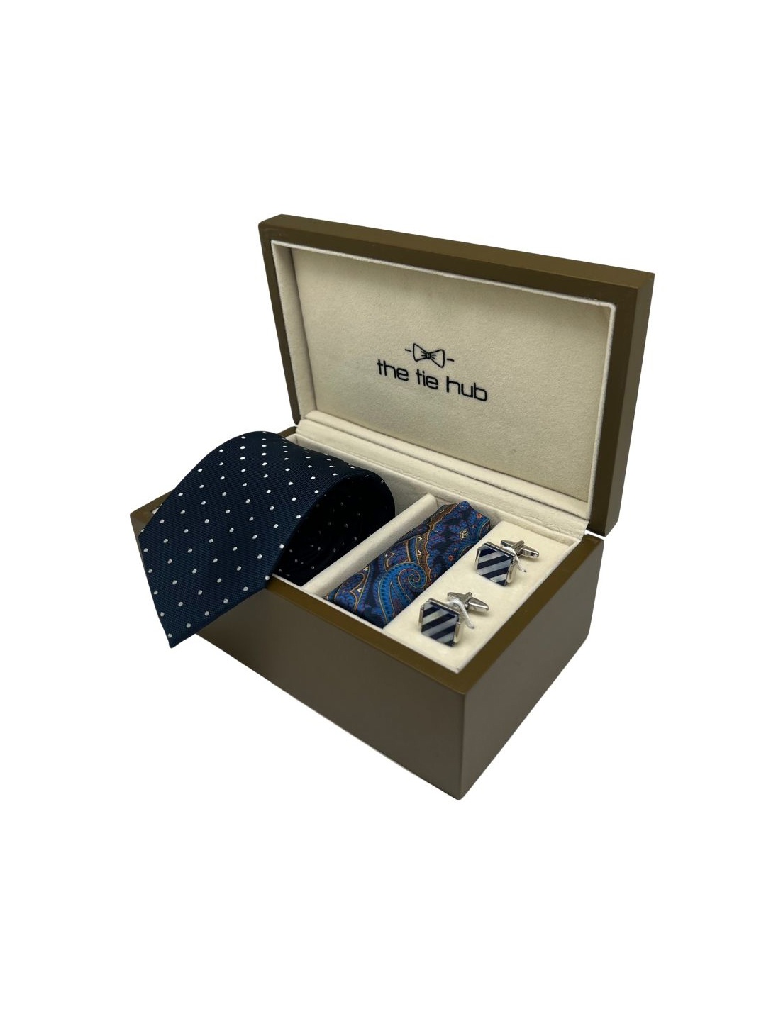 

The Tie Hub Men Tie, Cufflinks, Pocket Square Accessory Gift, Blue