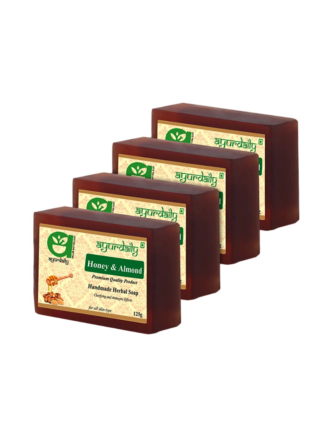 

Ayurdaily Set Of 4 Natural Honey & Almond Herbal Soap - 125 g Each, Red