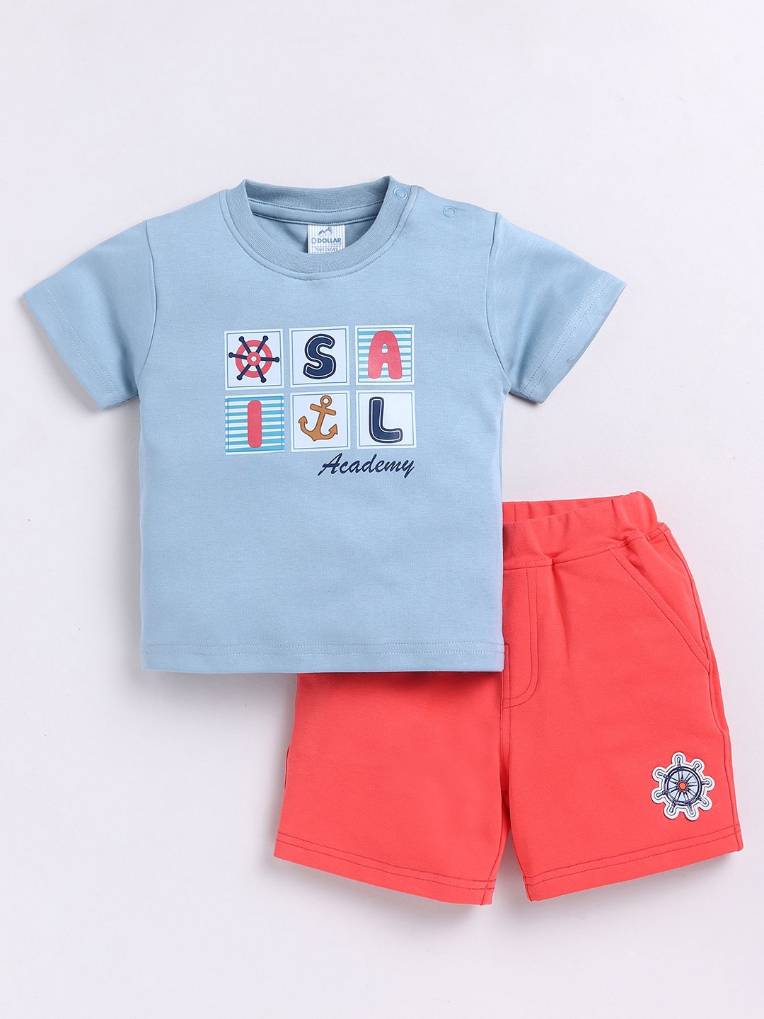 

Dollar Boys Round Neck Printed T-shirt with Shorts, Blue