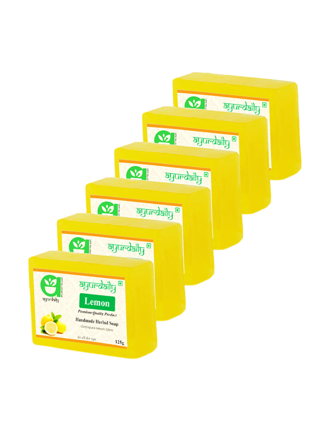 

Ayurdaily Set Of 6 Natural Lemon Bath Soap- 125 g Each, Multi
