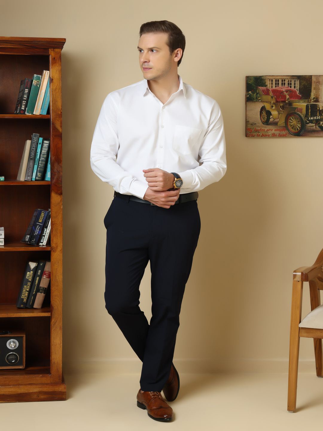 

DIOGO LOUIS Men Formal Solid Shirt, White