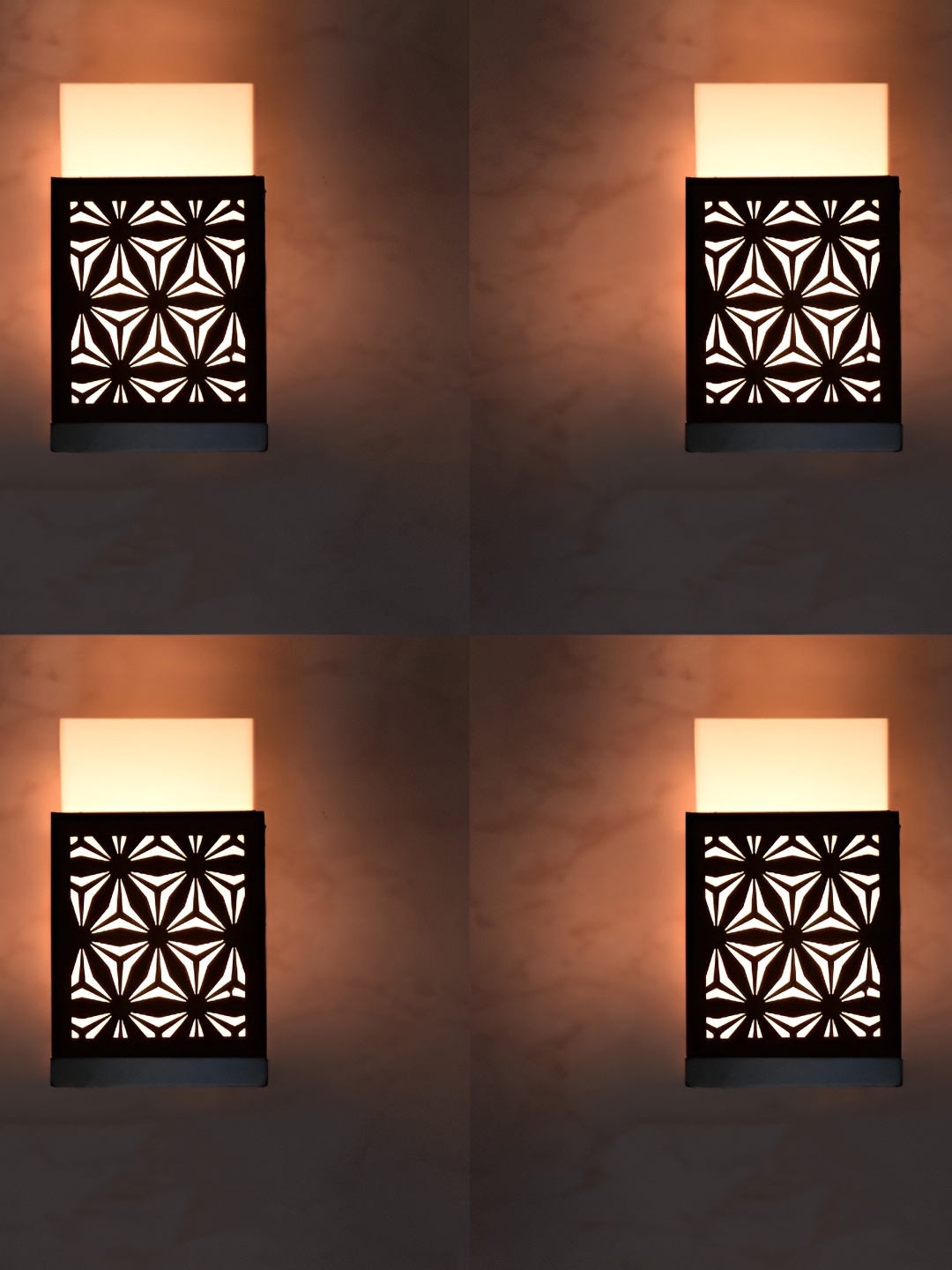 

Gojeeva Black 4 Pieces Textured Contemporary Rectangle Shaped Wooden Wall Lamp