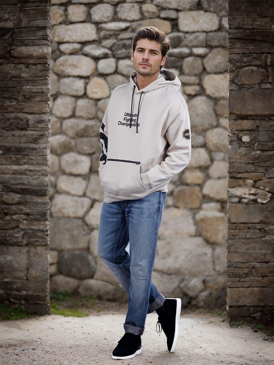 

Celio Men UFC Printed Oversized Hooded Cotton Sweatshirt, Grey