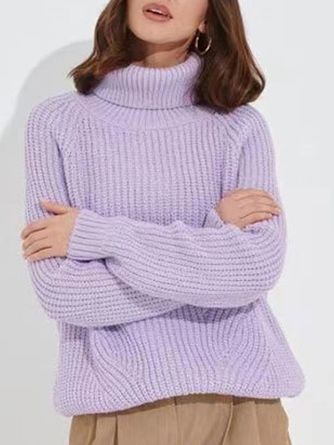 

LULU & SKY Women Cotton Ribbed Pullover, Purple