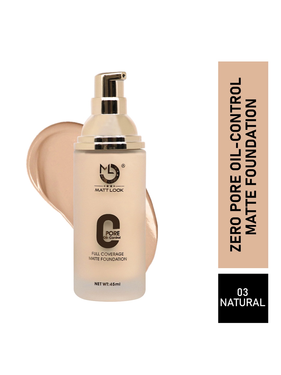 

MATTLOOK Natural Zero Pore Oil Control Full Coverage Matte Foundation 45ml, Nude