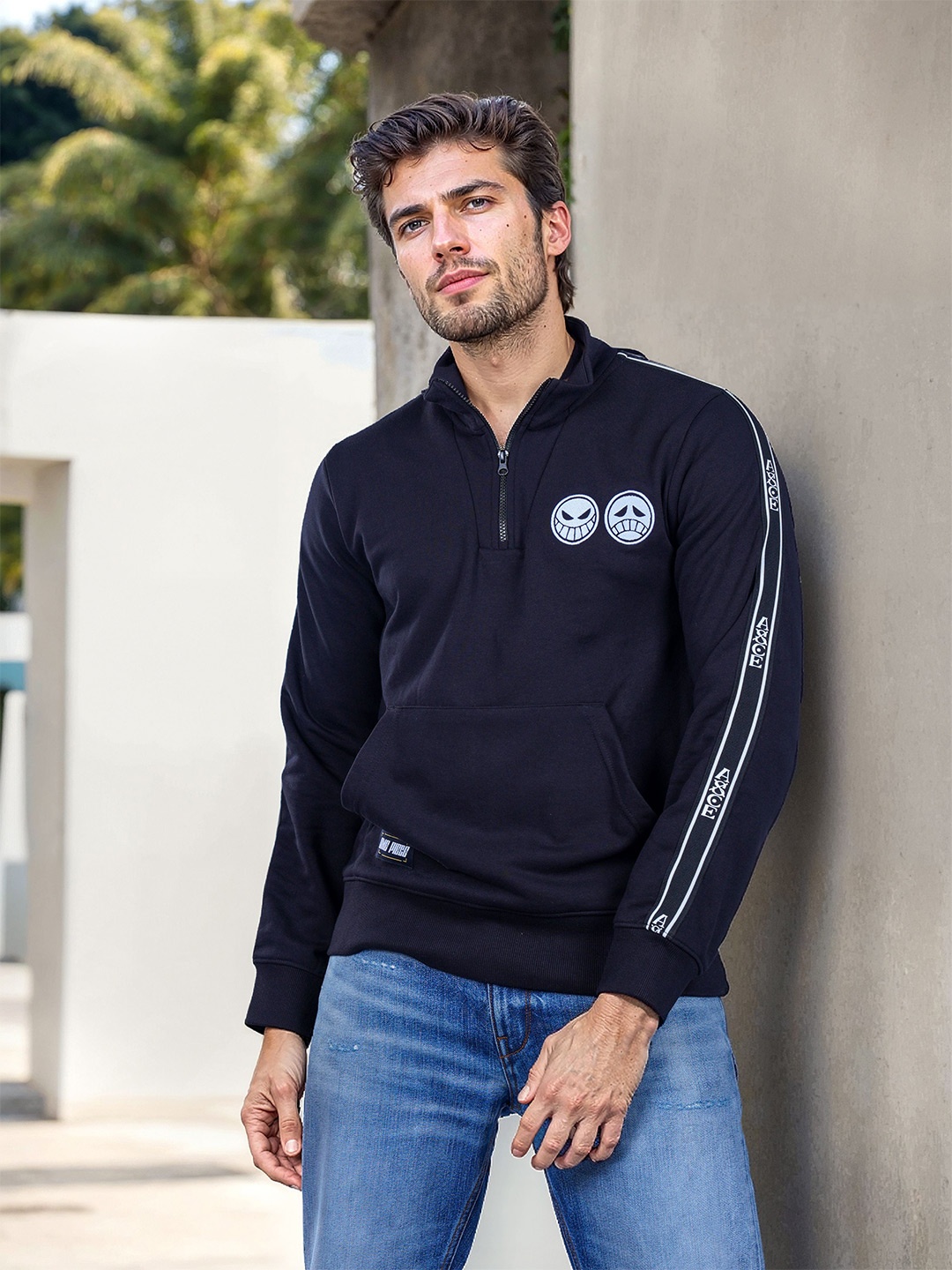 

Celio Men One Piece Typography Printed Cotton Sweatshirt, Navy blue