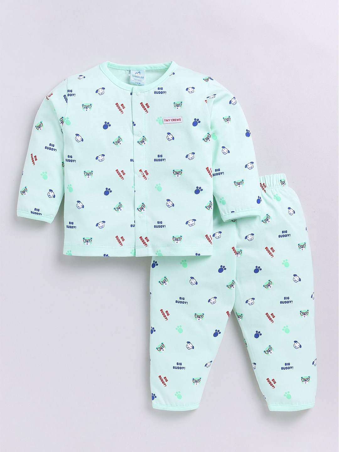 

Dollar Boys Printed Round Neck Long Sleeves Shirt With Trouser, Green