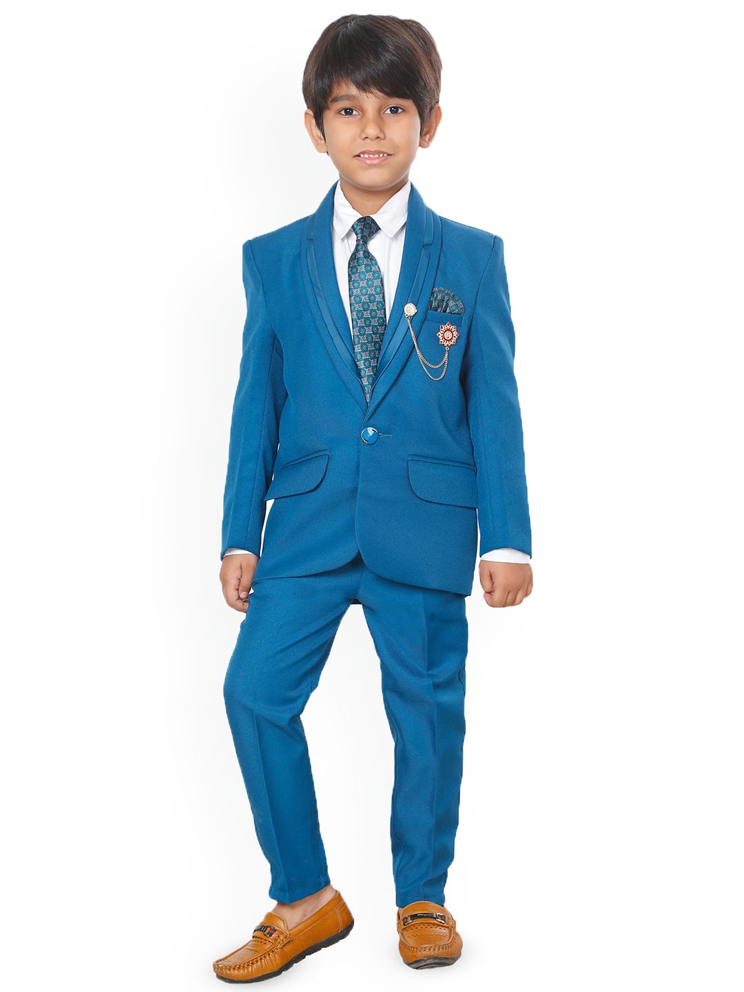 

BAESD Boys 4 Piece Single-Breasted Formal Suit, Blue