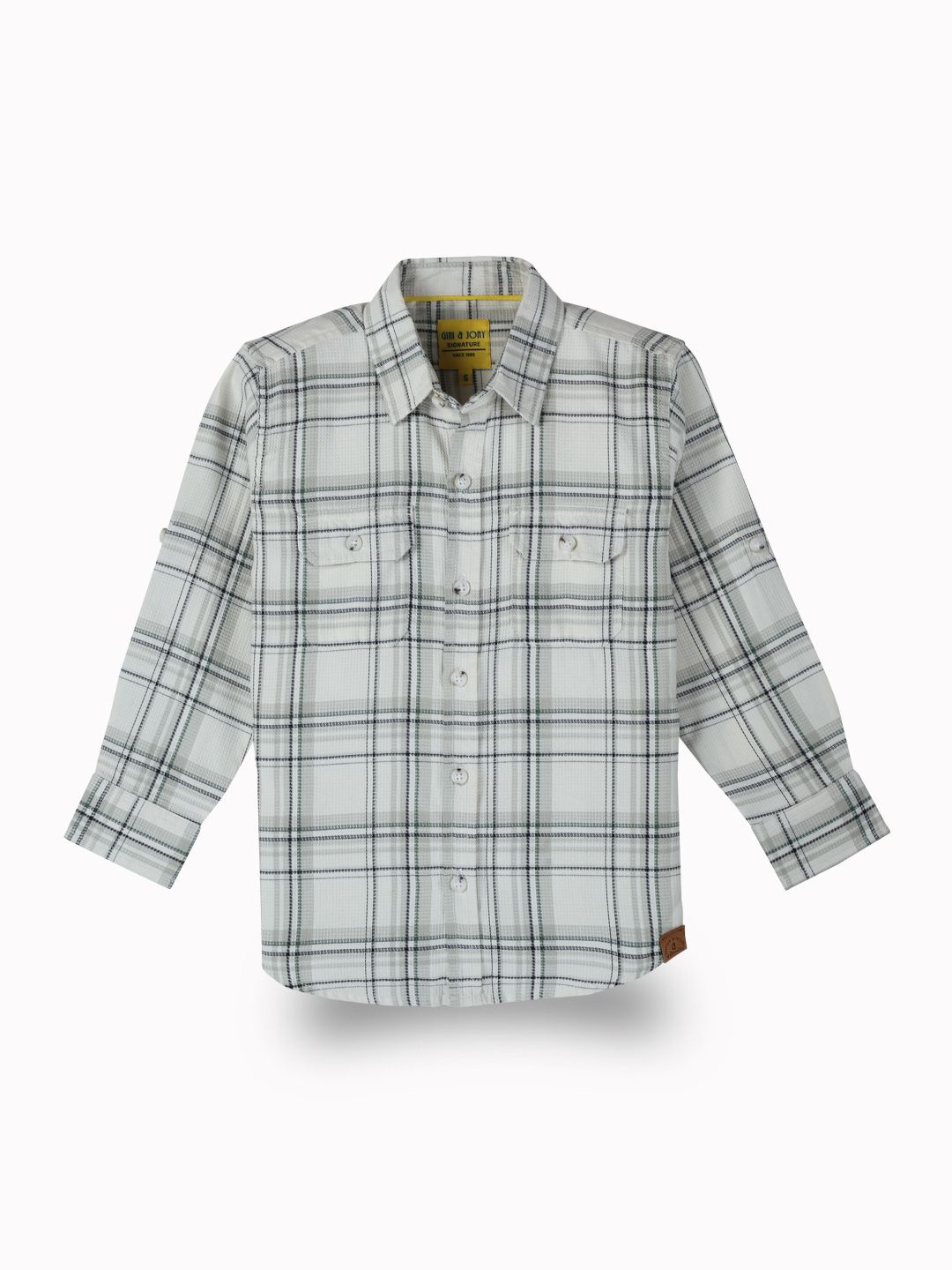 

Gini and Jony Boys Comfort Spread Collar Tartan Checked Cotton Casual Shirt, Grey