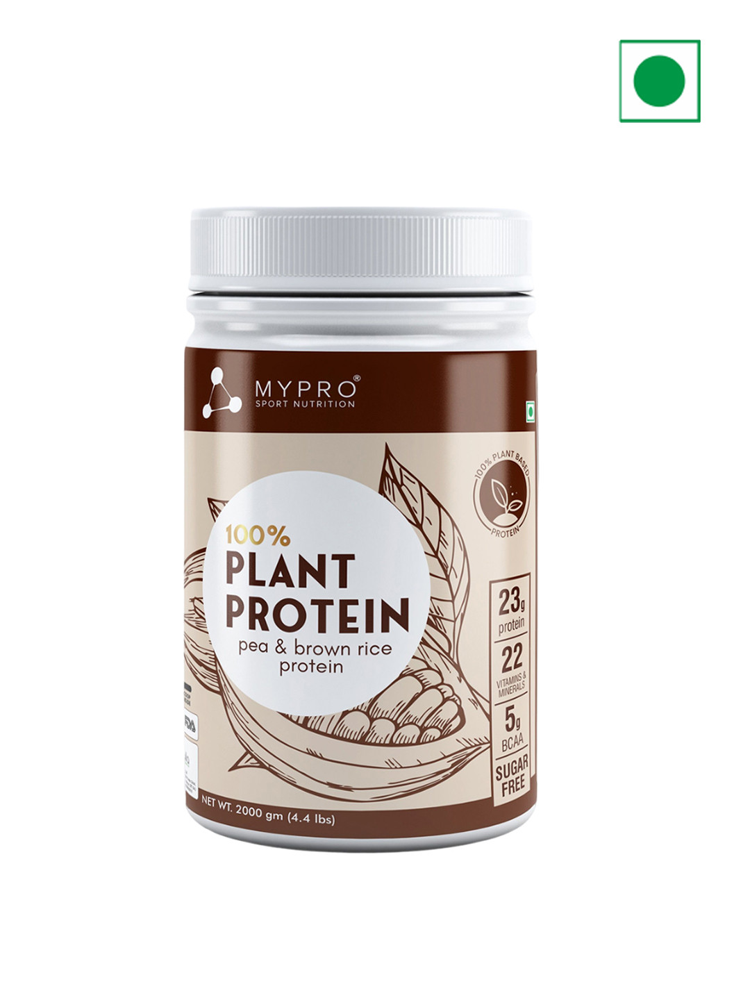 

Mypro Sport Nutrition 100% Plant Protein Powder - 2000 g- Mango, Brown