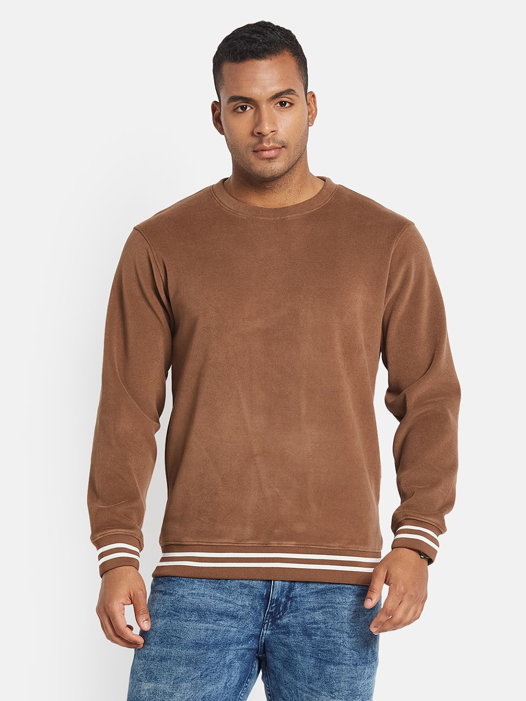 

Octave Men Round Neck Pullover Sweatshirt, Brown