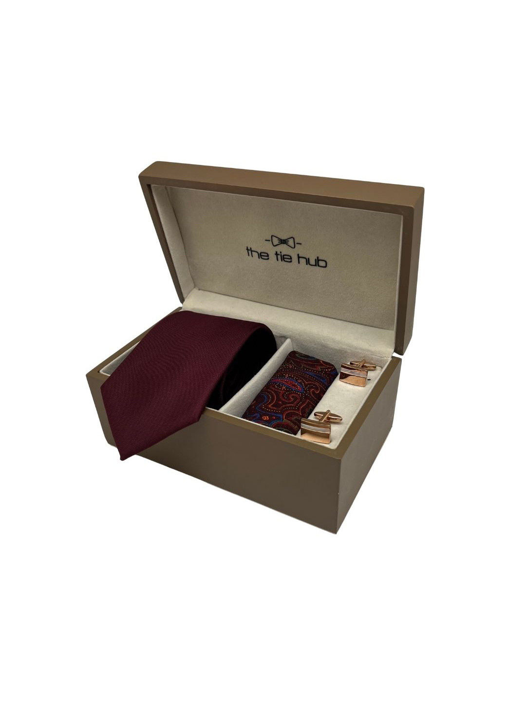 

The Tie Hub Men Accessory Gift Set of, Maroon