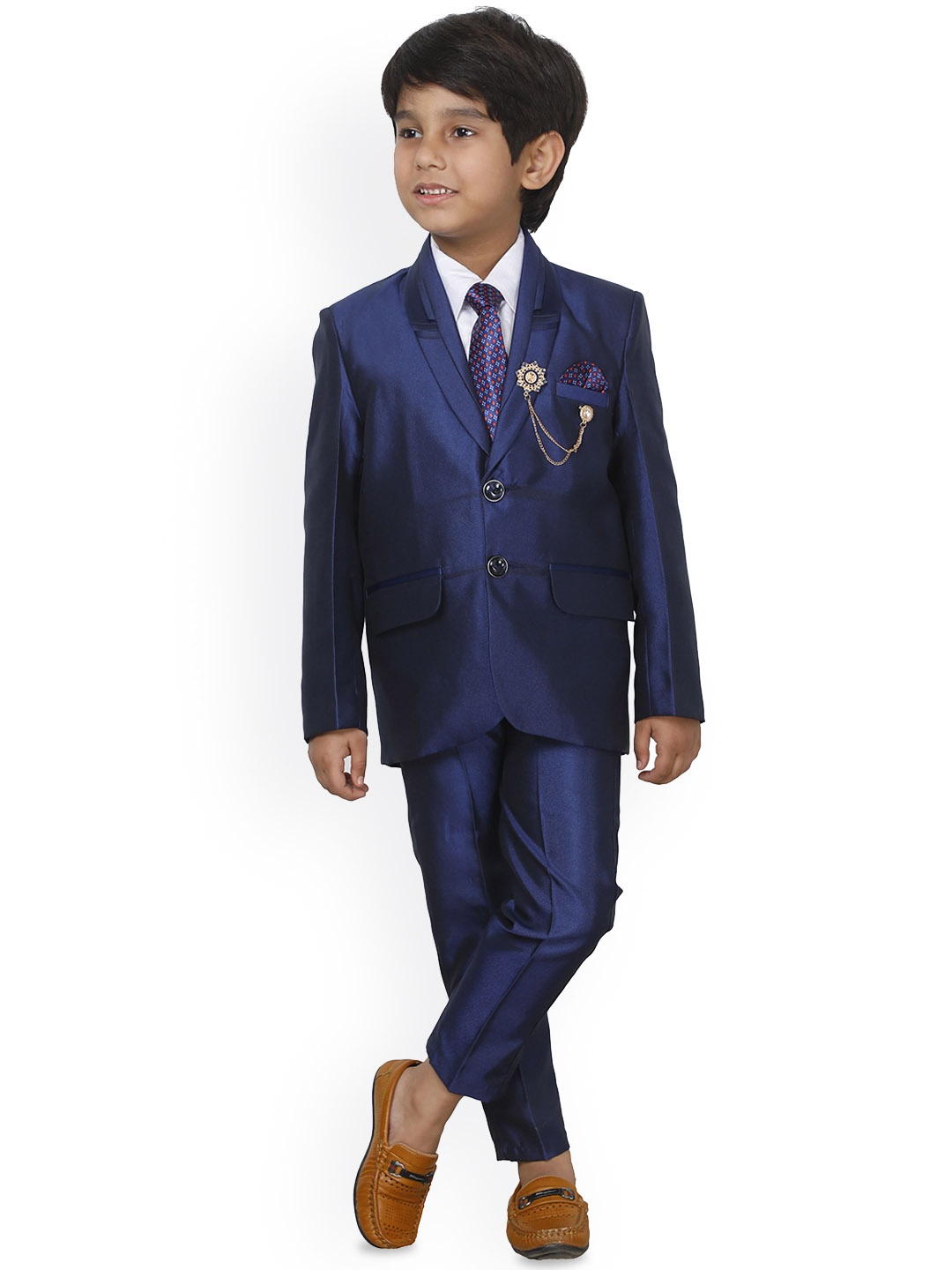 

BAESD Boys 4 Piece Single Breasted Suits, Navy blue