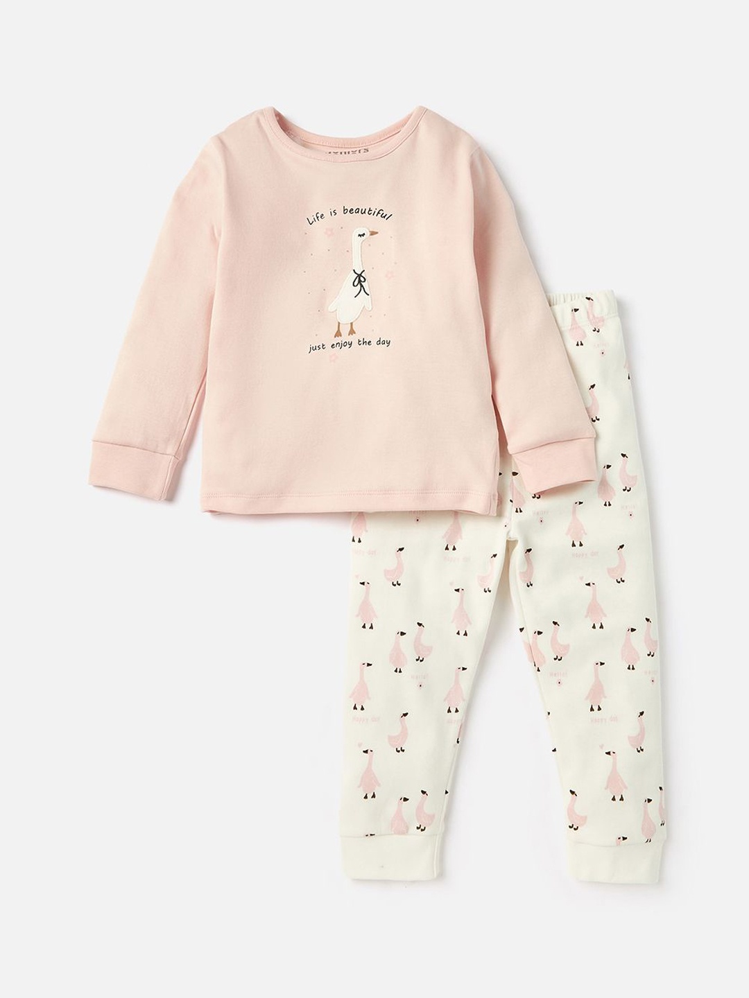 

Juniors by Babyshop Infant Girls Printed Pure Cotton Nightsuits, Pink
