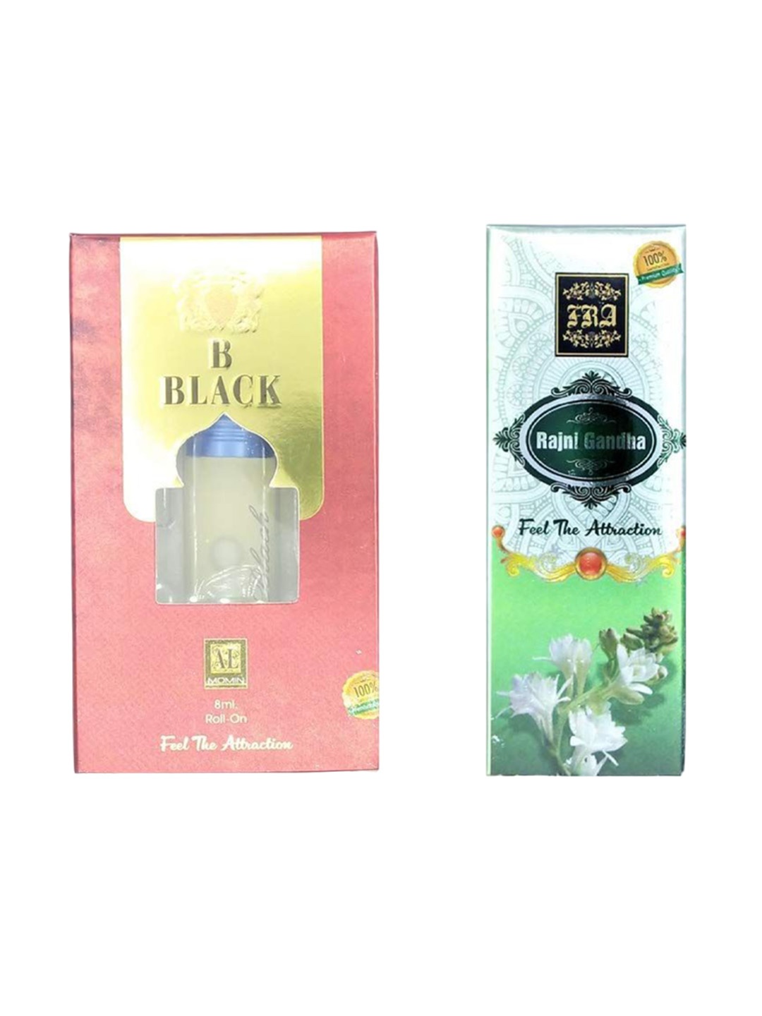 

RAVIOUR LIFESTYLE Feel The Attraction Set Of 2 B Black & Rajni Gandha Attar - 8ml Each, Transparent