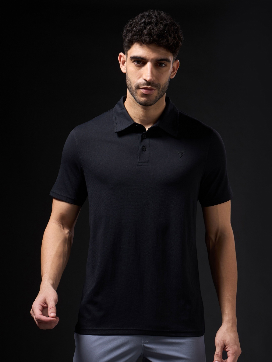 

Technosport Men Polo Collar Anti Static Slim Fit T-shirt, Black