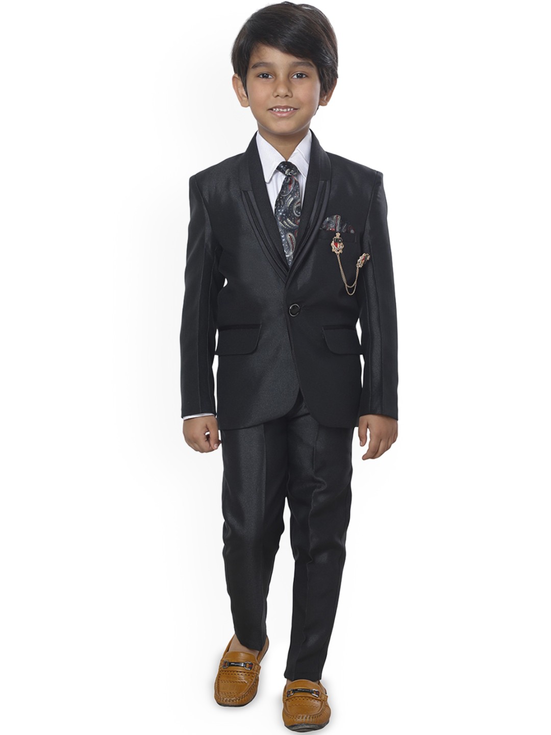 

BAESD Boys 5 Piece Single-Breasted Suits, Black