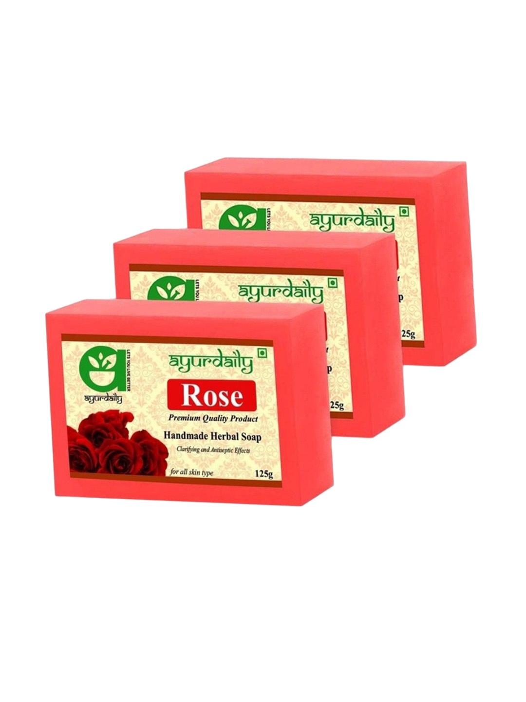 

Ayurdaily Set Of 3 Natural Rose Petals Pure Glycerin Bath Soaps - 125 g Each