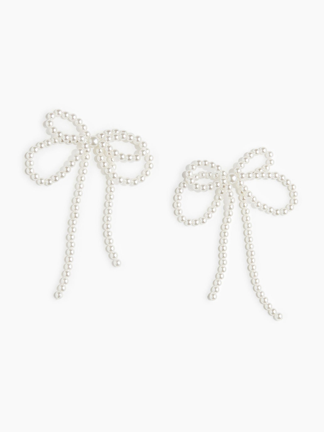 

H&M Beaded Bow Earrings, White