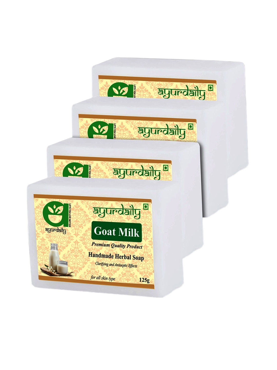 

Ayurdaily Set Of 4 Herbal Goat Milk Soap- 125 g Each, White