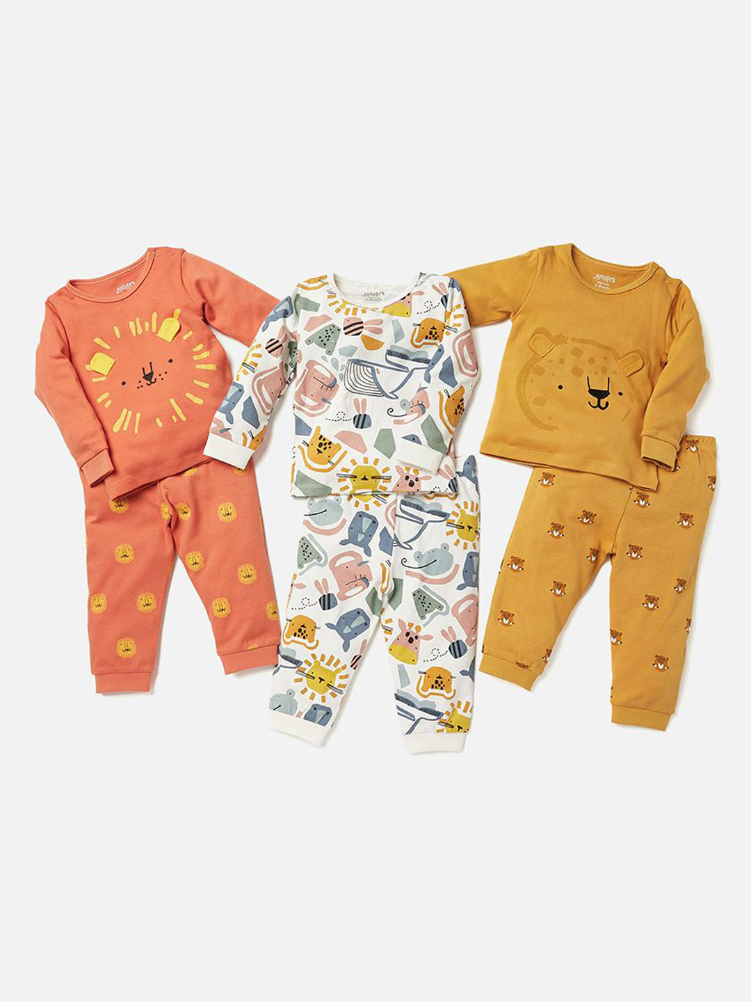 

Juniors by Babyshop Boys Set Of 3 Cotton Printed T-shirt and Pyjama, Orange