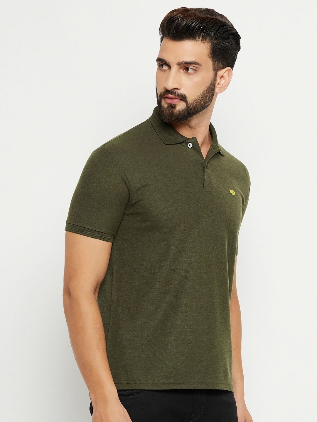 

GET GOLF Men Solid Polo Collar Cotton T-shirt, Olive