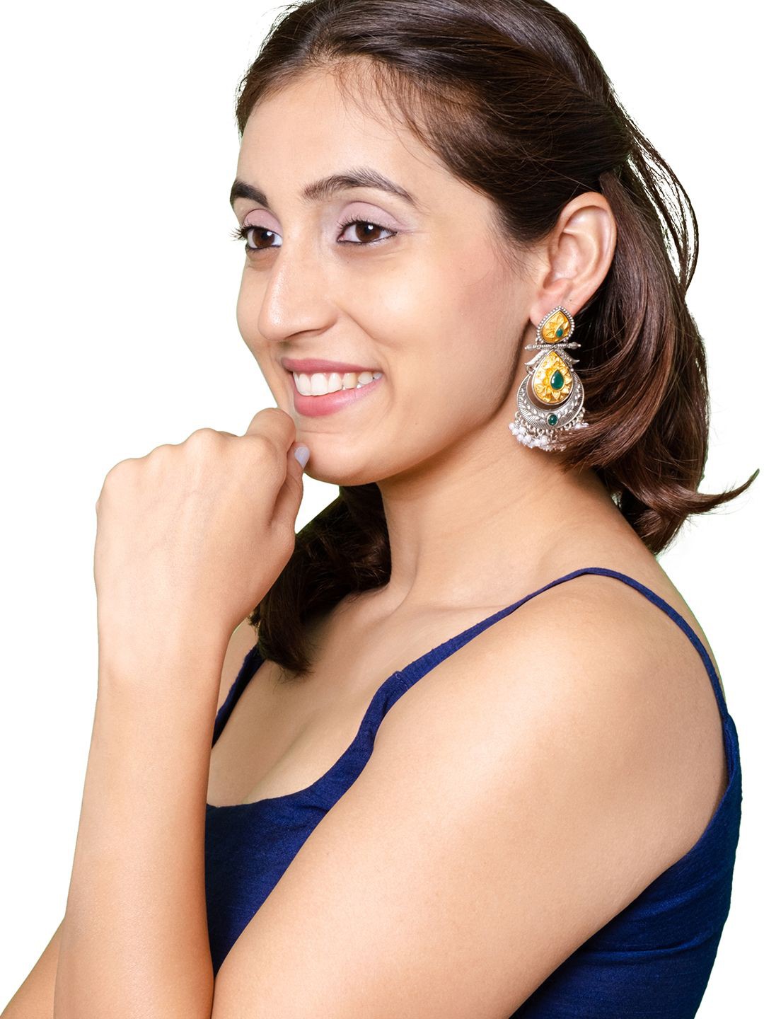 

Shining Jewel - By Shivansh Silver Palted Cubic Zirconia Drop Earrings