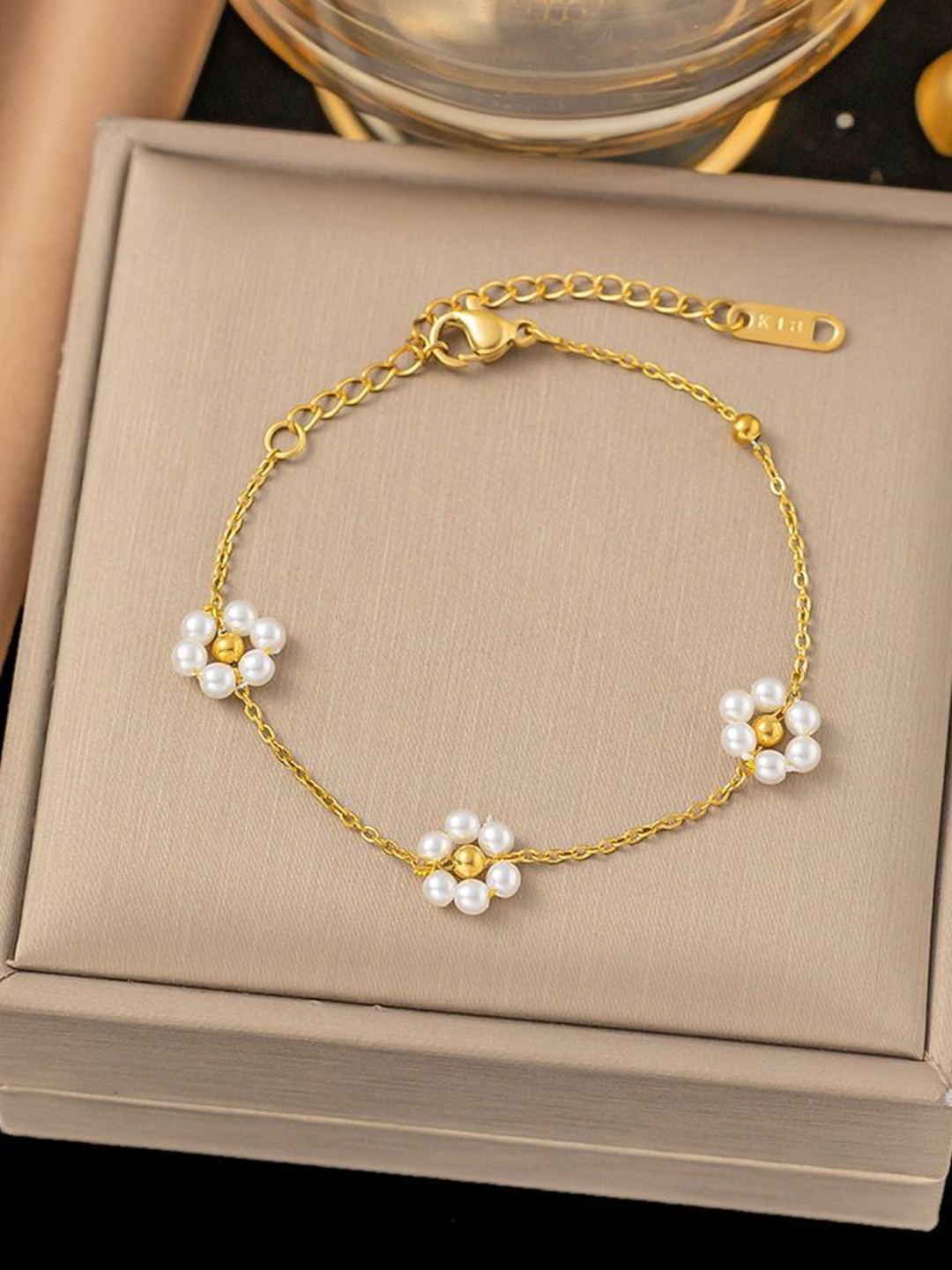 

MYKI Women Gold-Plated Beaded Wraparound Bracelet