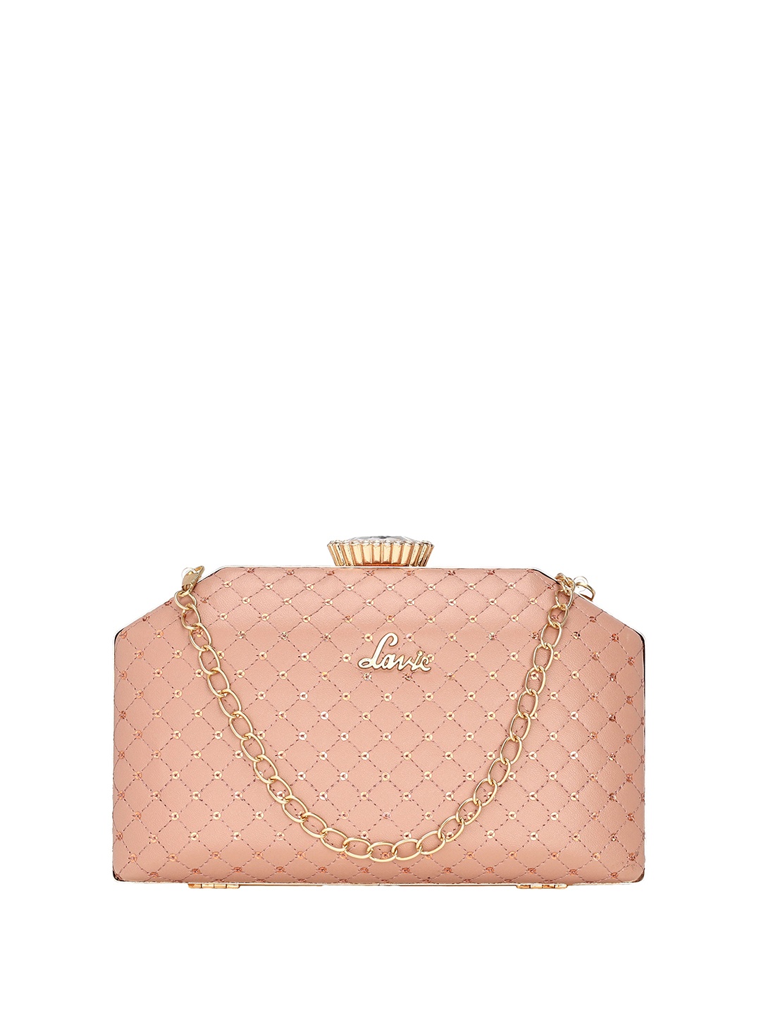 

Lavie Sequin Trapezoid Embellished Box Clutch, Pink