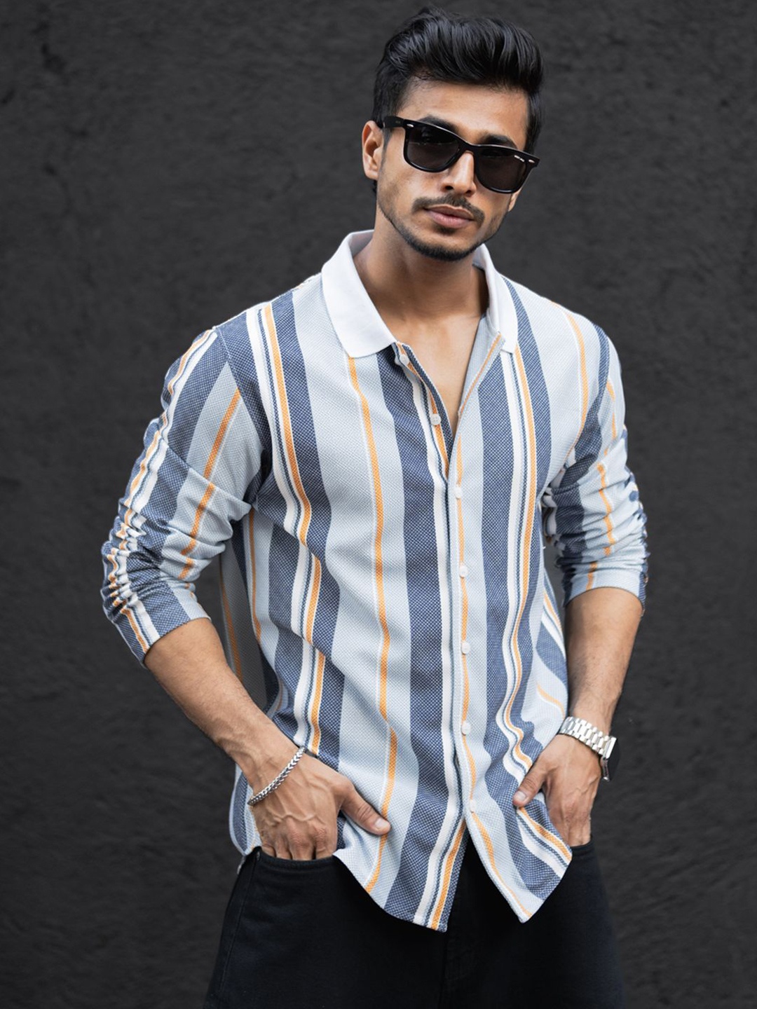 

Powerlook Men Striped Polo Collar T-shirt, Multi