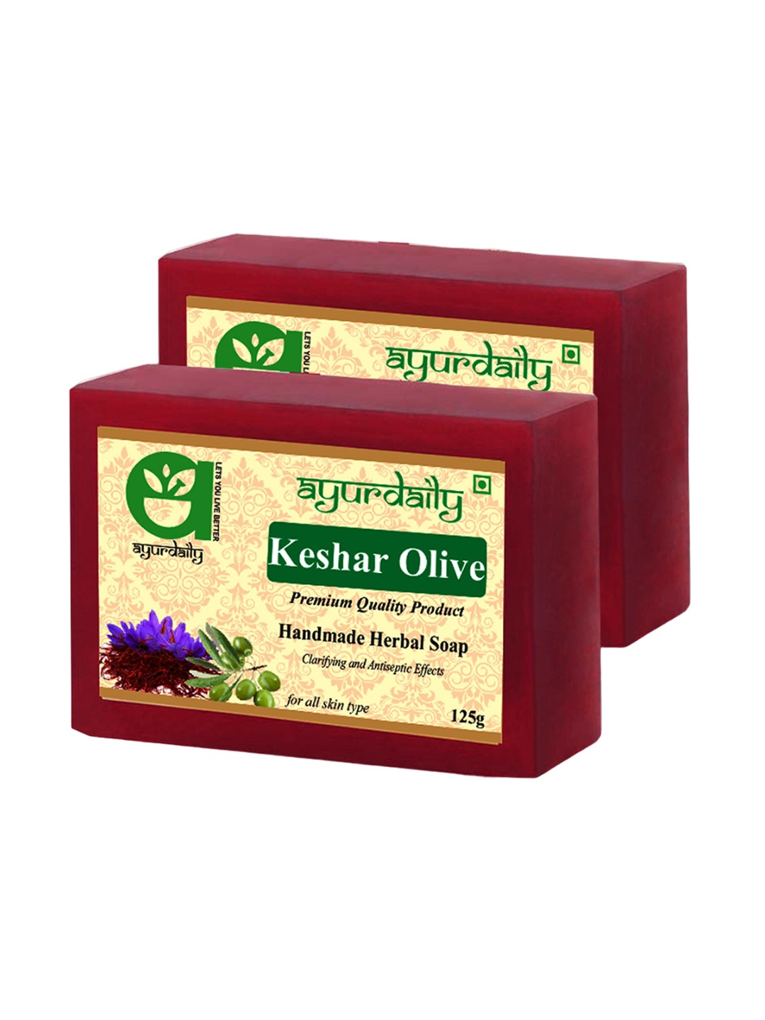 

Ayurdaily Set Of 2 Keshar Olive Soap- 125 g Each, White