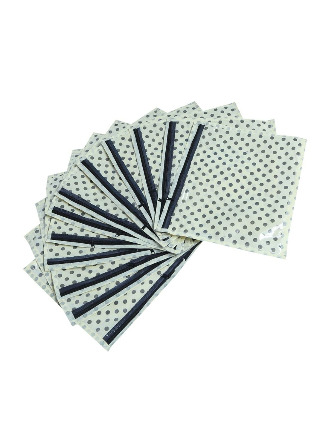 

Kuber Industries Cream-Coloured 12 Pieces Polka Dots Printed Saree Cover