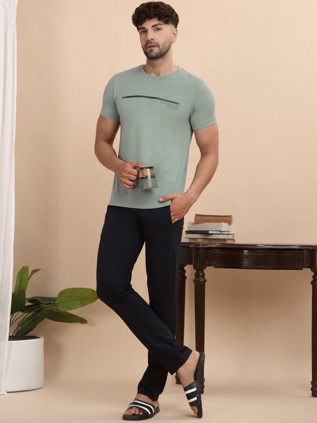 

Sweet Dreams Men Round Neck Pure Cotton Night suit, Green