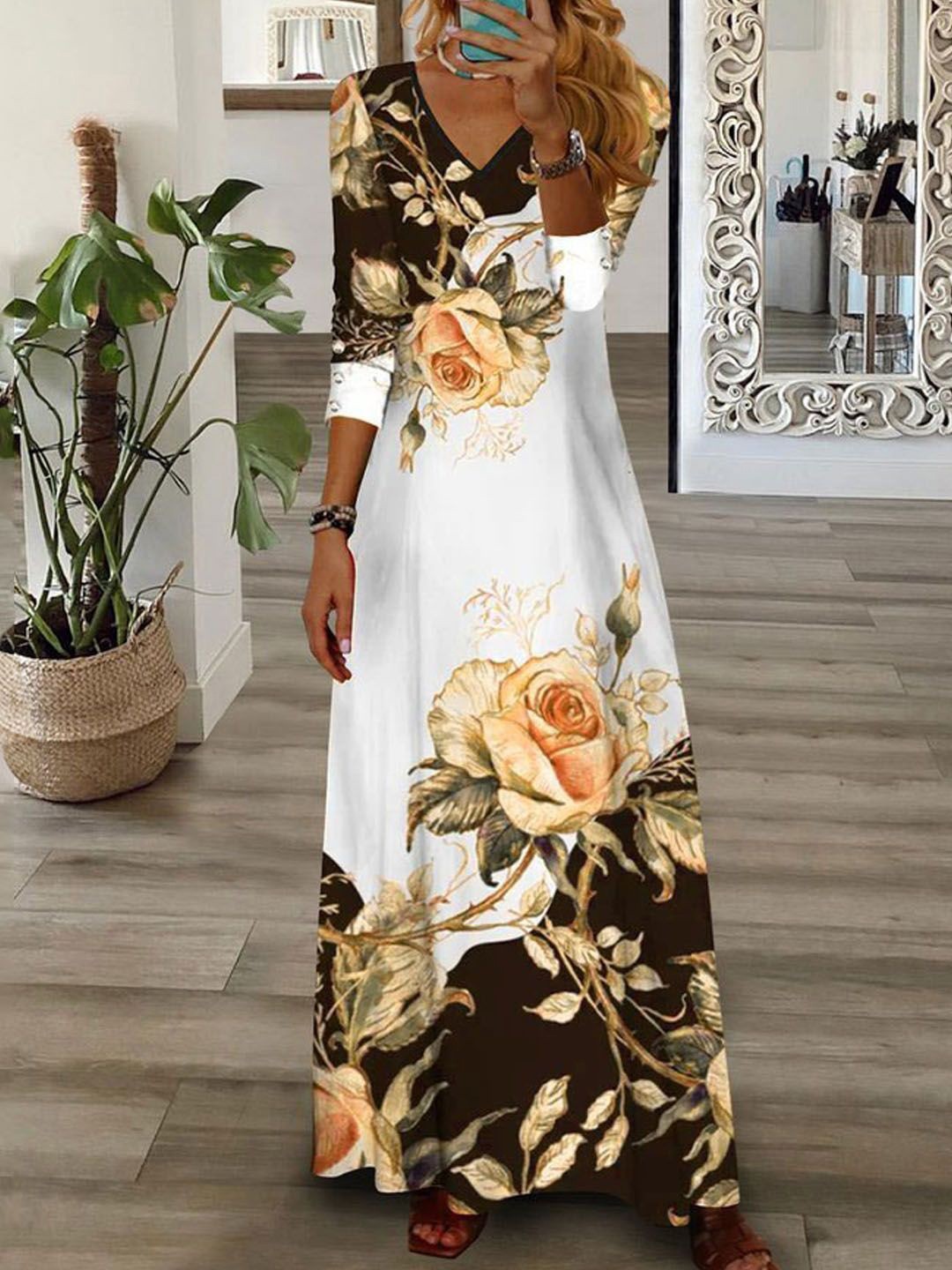 

StyleCast Women Floral Printed Maxi Dress, Yellow