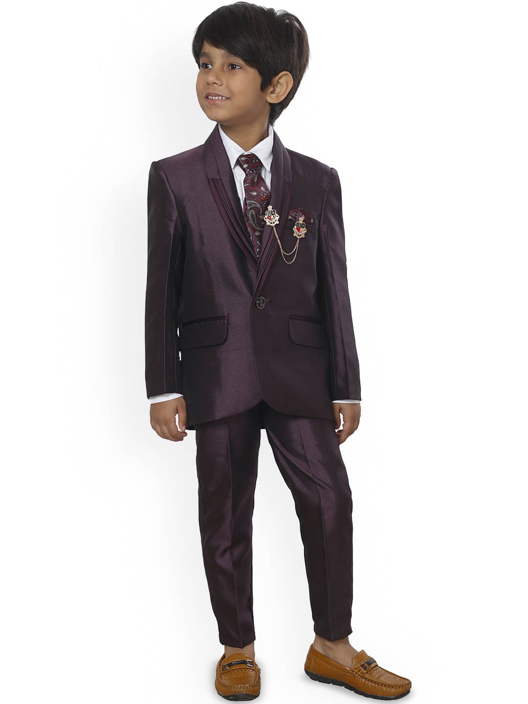 

BAESD Boys 5 Piece Single Breasted Suits, Purple