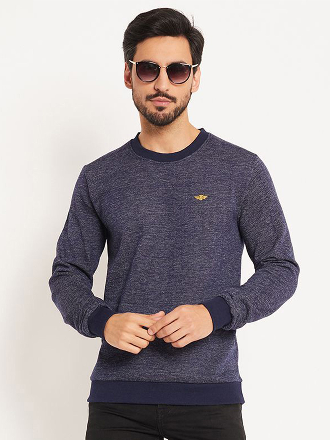 

GET GOLF Men Self Design Pullover Sweatshirt, Navy blue