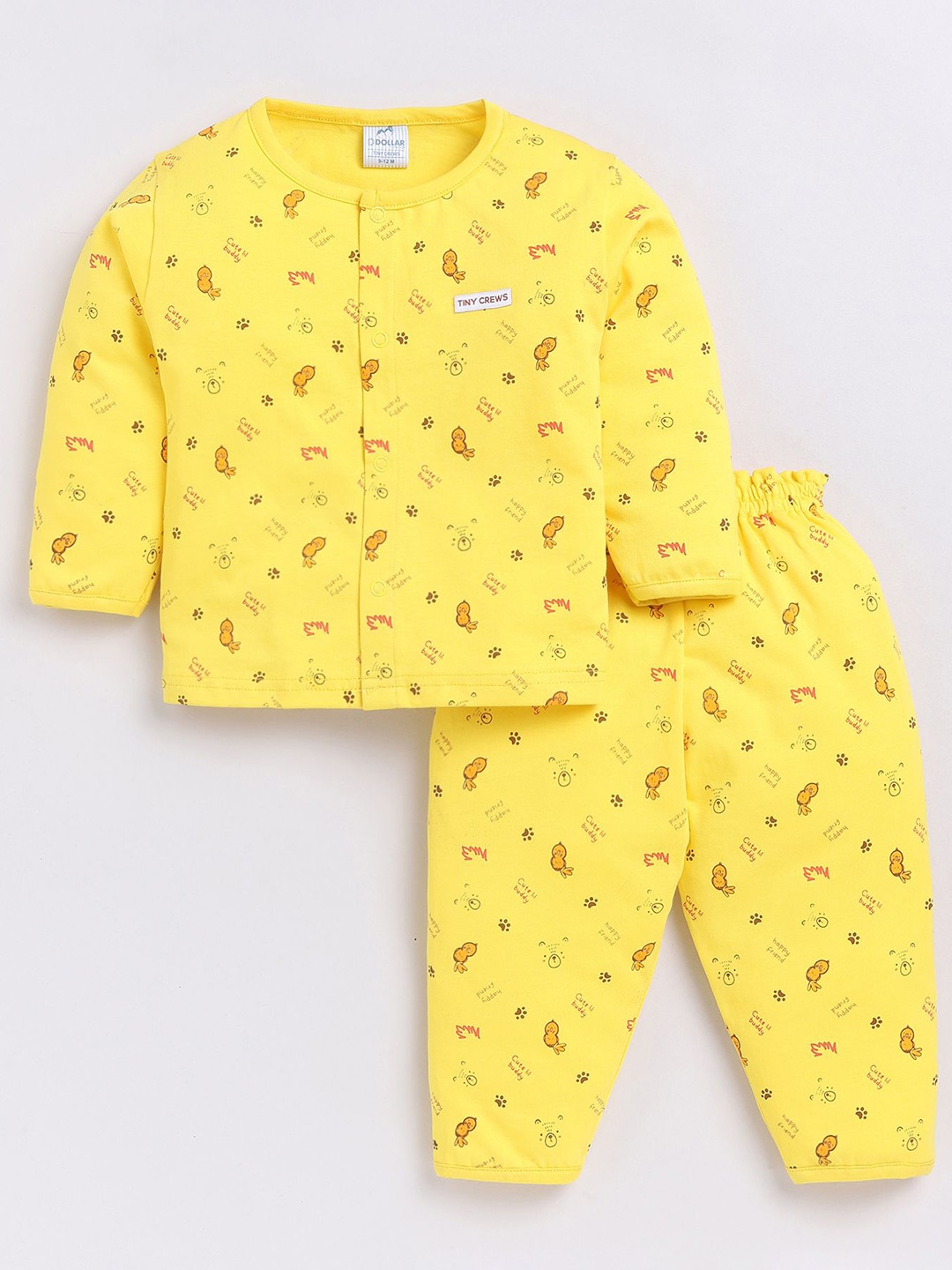 

Dollar Boys Round Neck Printed Shirt with Trousers, Yellow