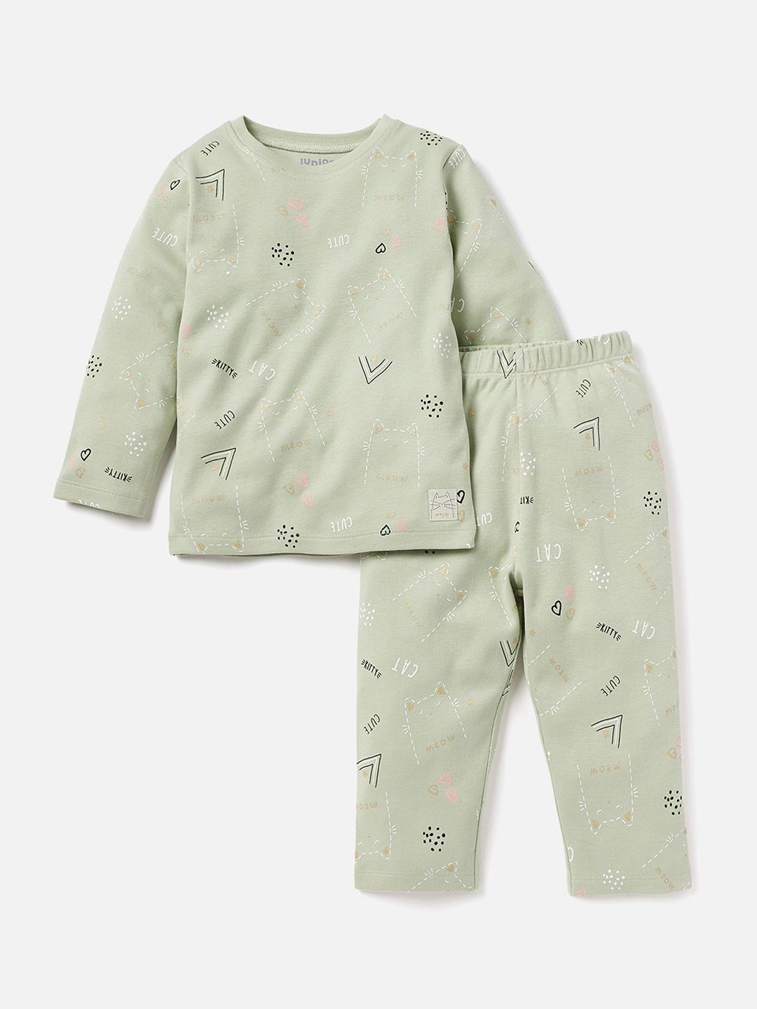

Juniors by Babyshop Girls Printed Pure Cotton Night suit, Green