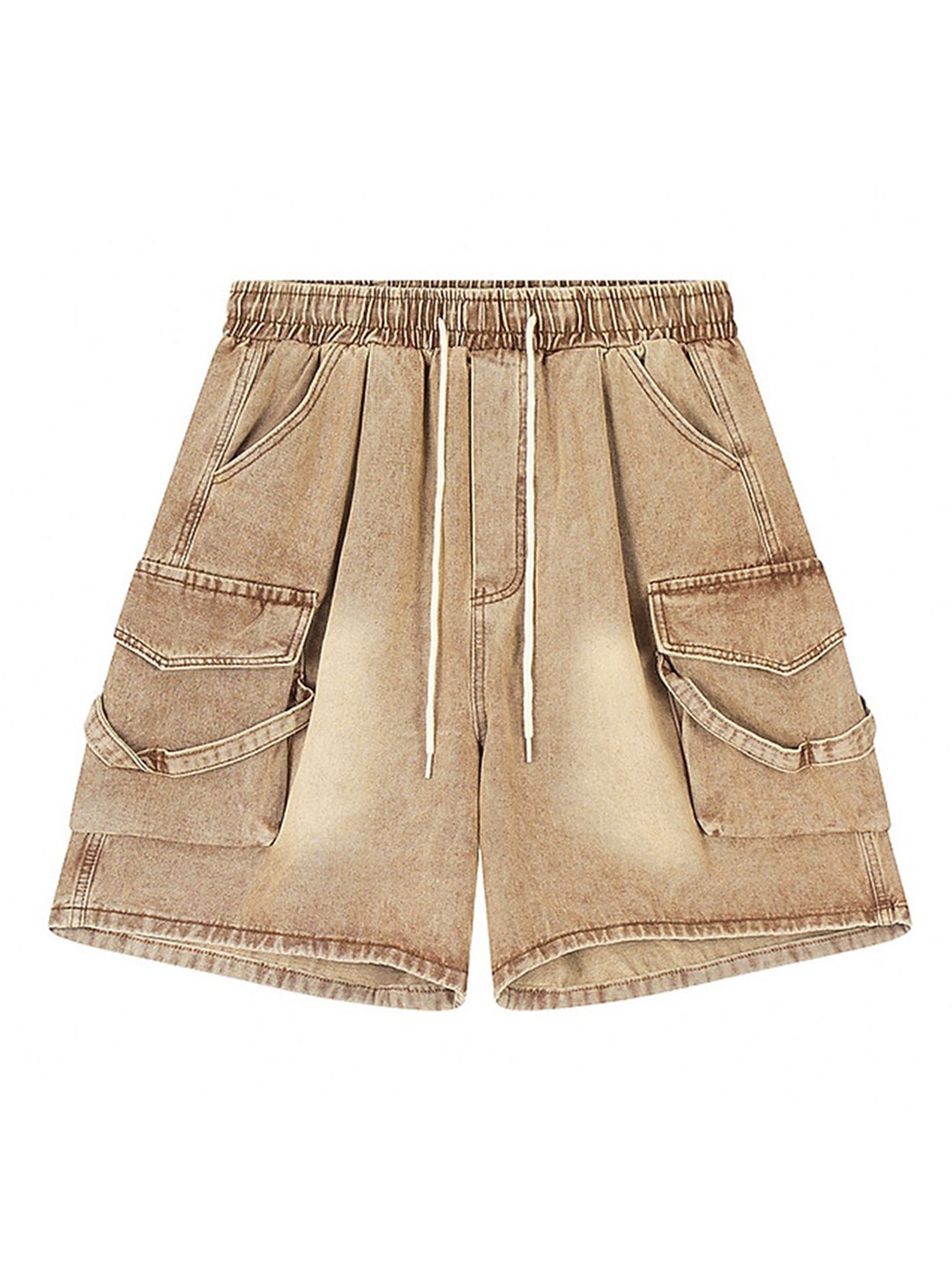 

LULU & SKY Women Cotton High-Rise Cargo Denim Shorts, Khaki