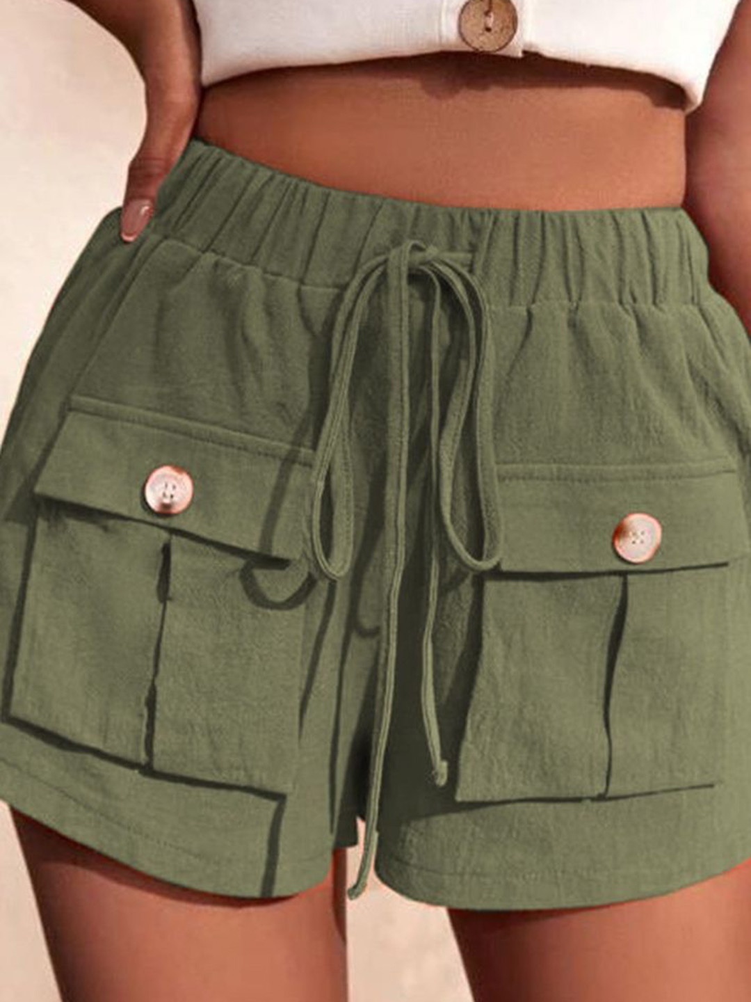 

LULU & SKY Women High-Rise Shorts, Olive