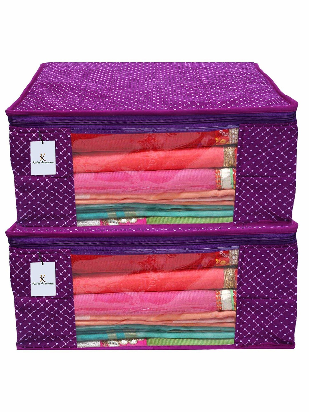 

Kuber Industries Purple 2 Pieces Printed Cotton Multi-Utility Organisers
