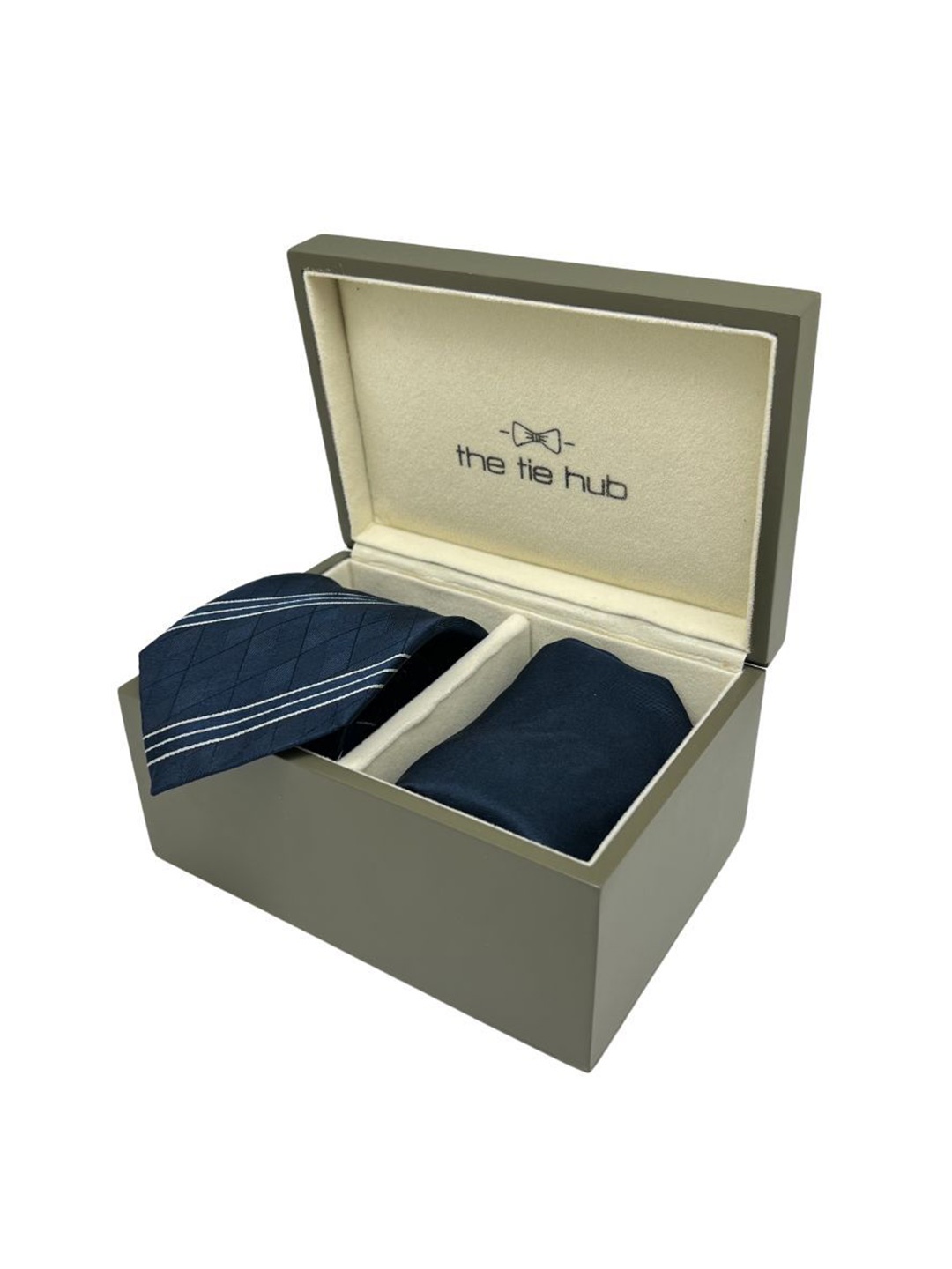 

The Tie Hub Men Accessory Gift Set of Tie, Pocket Square Comes with a box, Navy blue