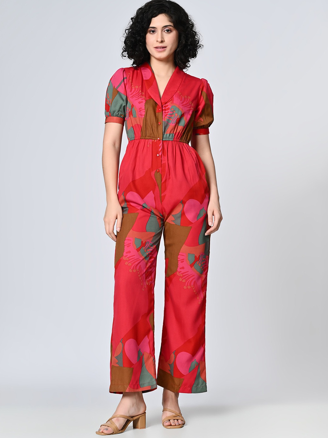 

ALL WAYS YOU Women Abstract Printed Basic Jumpsuit, Red