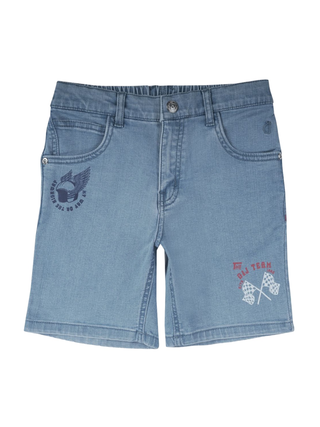 

Gini and Jony Boys Graphic Printed Denim Shorts, Blue